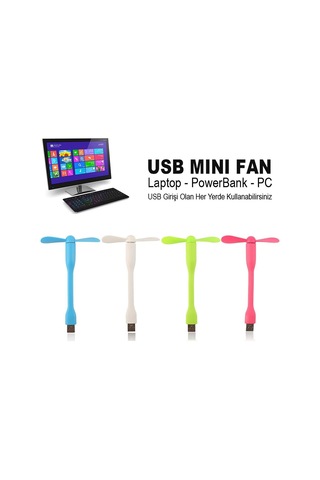 Powermaster Pm-20579 Taşınabilir Esnek Usb Mini Fan Vantilatör Powerbank Laptop Notebook Usb Uyumlu