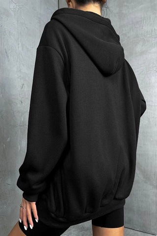 Startmore Adrift Ünisex Siyah Fermuarlı Oversize Sweatshirt New York21 Siyah