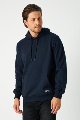 MMetalic Lacivert Erkek Kapüşonlu Kanguru Cepli Sweatshirt