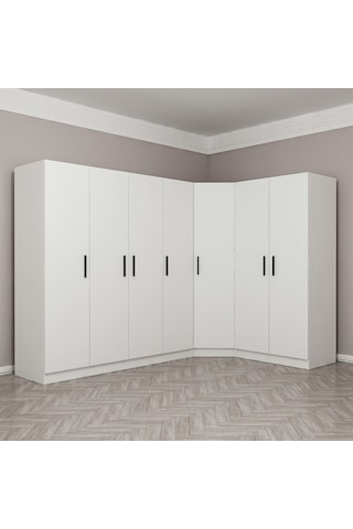 Kale 7 Kapak 2ç Köşe Zincir Dolap - Beyaz 210cm