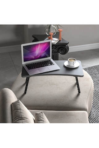 Alpa Ev Mobilya Katlanabilir Laptop Sehpası, Taşınabilir Katlanır Masa, Kahvaltı Ve Çalışma Masası Antrasit