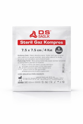 Steril Spanç Gazspanç Kompres 7.5x7.5 Cm 4 Kat 50 Adet