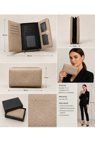Moda Çınar Kadın Telefon Bölmeli Suni Deri Cüzdan Krem Moda Çınar Kadın Telefon Bölmeli Suni Deri Cüzdan Krem