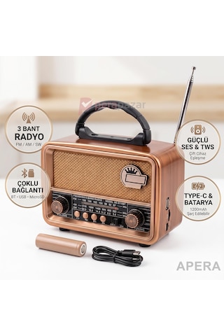 Nns-8110bt Retro Nostaljik Radyo Bluetooth Usb & Micro Kart Destekli 1200mah Şarjlı Taşınabilir Kamp Ve Ev Tipi Müzik Çalar