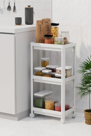 3 Katlı Banyo Raf Ünitesi, Banyo Düzenleyici, Şampuanlık, Beyaz