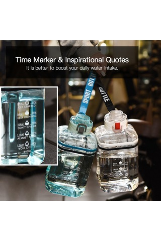 Teltree "2.2l Sporcu Su Şişesi - Zaman Göstergeli Ve Motivasyon Sözleriyle" Siyah