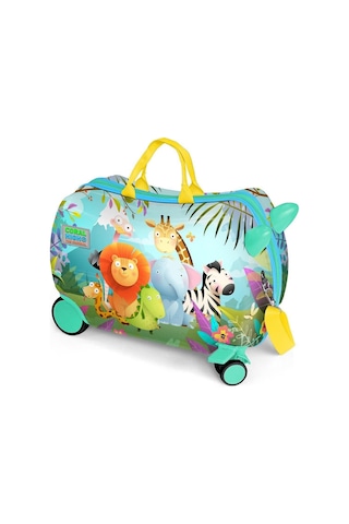 Coral High Otur-çek Erkek Çocuk Valizi - Yeşil Renkli Hayvanlar Alemi Çok Renkli
