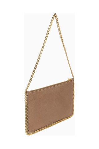 Stella Mccartney Falabella Shaggy Deer, Vegan Deri Diamond-cut Zincirli Lüks Pochette Çanta Omuz Çantası Bej
