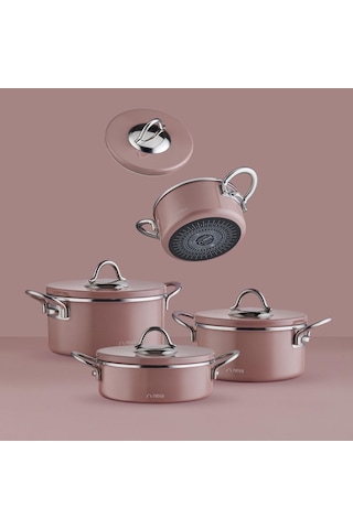 Neva N2981 Sweet Premıum Rose Chocolate Graye Tencere Seti