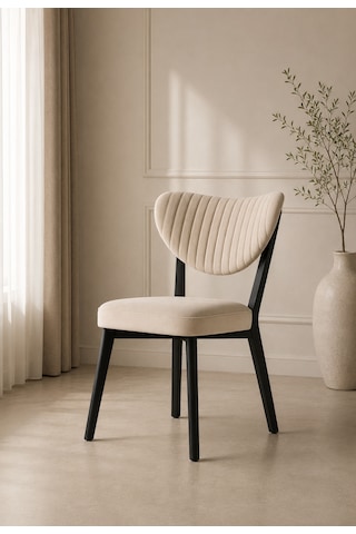 Teknor 4 Adet Elma Sandalye Modern Kadife Kapitone Sırtlı Mutfak Yemek Odası Balkon Kafe Sandalyesi 85 Cm Krem