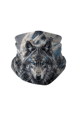 Bobrear Mavi Gözlü Kurt Desenli Çok Amaçlı Buff Bandana Boyunluk Çok Renkli
