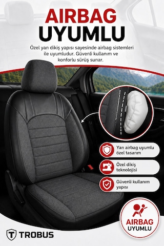 Honda Civic Fc5 2016-2021 Uyumlu Levante Serisi Bel Destekli Keten Füme Koltuk Kılıfı