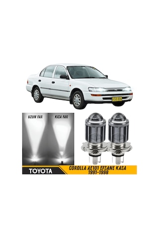 Toyota Corolla Ae101 Efsane Kasa 1991-1998 Uyumlu Mercekli Far Ampulü Led Xenon Beyaz Renk Far Şimşek Etkili Csp Led Lamba Uzun Kısa 2 Adet Takım