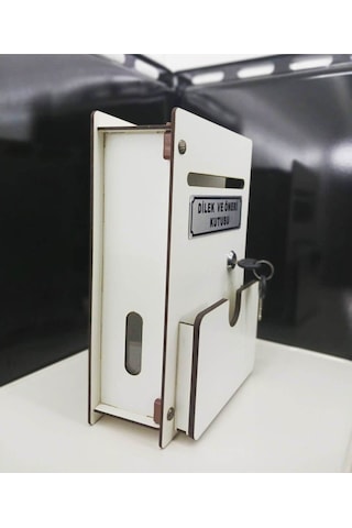 Beyaz Cepli Ahşap Dilek Ve Öneri Kutusu