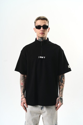 Respire Erkek I Don't Nakışlı Oversize T-shirt Siyah