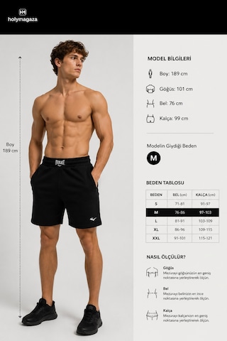Everlast Ever Classics Regular Siyah Erkek Şort Tm0047-167 Pamuklu