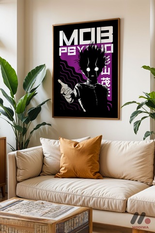 Mob Psycho Shigeo Poster, Ahşap Çerçeveli Duvar Tablosu - Anime Severlere Özel Hediye