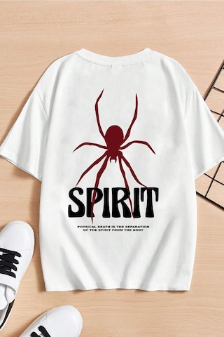 Uyguntarz Çocuk Spirit Baskılı Pamuklu Tshirt Beyaz
