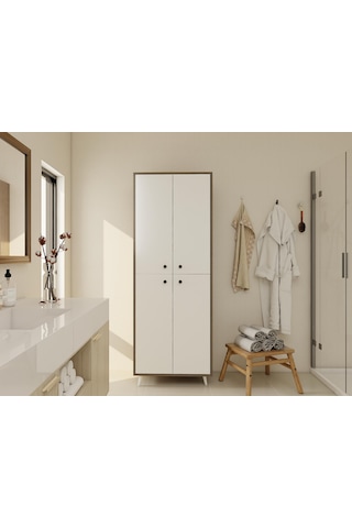 Vadi Çok Amaçlı Banyo/kiler Dolabı Antrasitmeşe-beyaz Renk Beyaz