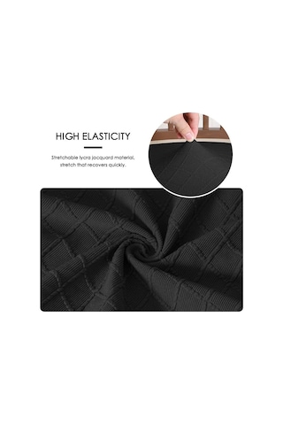 Qingmipy Yıkanabilir Jakarlı Esnek Sandalye Kılıfı Seti, 4 Parça, Yemek Odası İçin Modern Tasarım Siyah