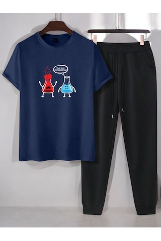 Uyguntarz Unisex Fazla Tepki Verdiğinizi Düşünüyorum Baskılı Eşofman Takımı Lacivert