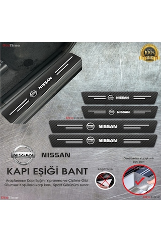 Nissan Logolu Karbon Kapı Eşiği Koruyucu Suni Deri 4'lü