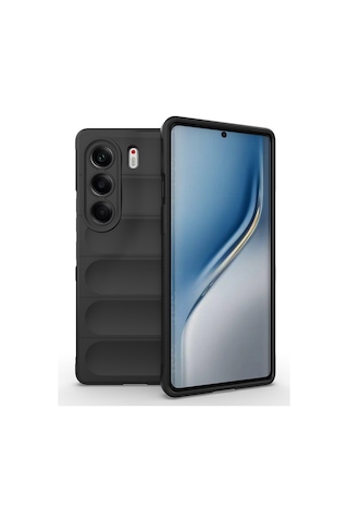 Tecno Camon 40 Pro Kılıf İçi Kadife Dolgulu Dalga Tutma Haznelli Premium Tpu Silikon Kapak Ryc/etnik Siyah