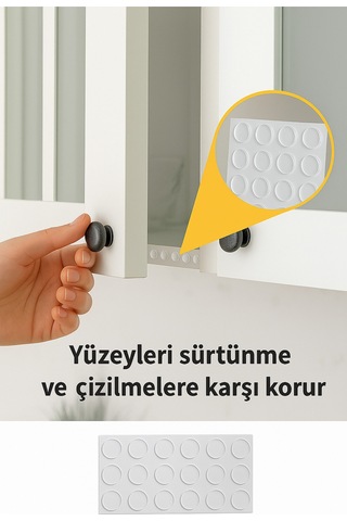 36 Lı 18mm Yapışkanlı Şeffaf Silikon Ses Stoperi, Dolap Çekmece Tamponu Kaydırmaz Cam Masa Altlığı Diğer