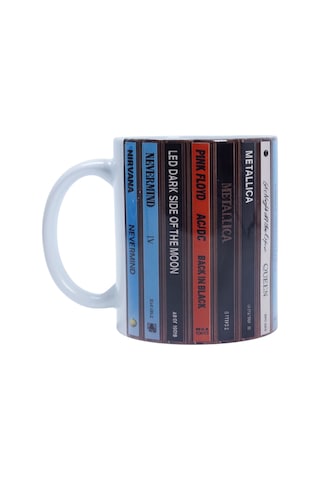 Retro Cd Tasarımlı Kupa Bardak Beyaz - Çok Renkli