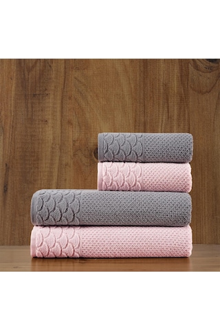 Soley Alana Extra Yumuşak Pamuklu Pirinç Örgü 4'lü Havlu Seti HV.ALANA.4LUSET