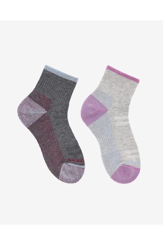 Skechers Wo1/2 Terry Traıl Qtr Crew - 2'li Paket Kadın Çorap Kadın Grey/grey Çorap S118743-039 Çok Renkli