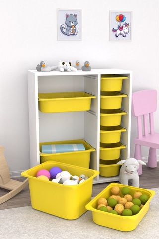 Zen Çok Amaçlı Oyuncak Dolabı 10 Sepetli - Sarı 2d2k6u Sarı
