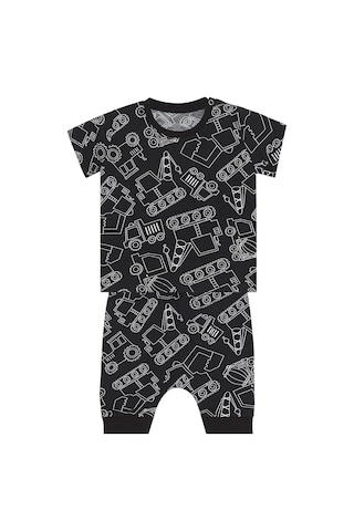 Araba Erkek Bebek Siyah Yazlık T-Shirt Kapri Şort Takım