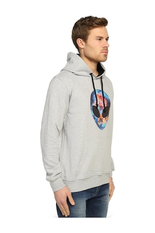 Bant Giyim - Alien Cosmos Gri Kapşonlu Erkek Sweatshirt Hoodie