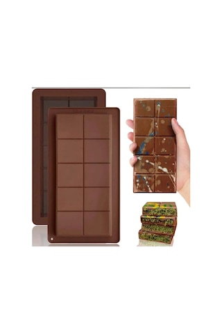 Meşhur Dubai Çikolatası Kalıbı Silikon - Büyük Tablet Çikolata Mum Kek Kalıbı Pasta Kalıbı Çok Renkli