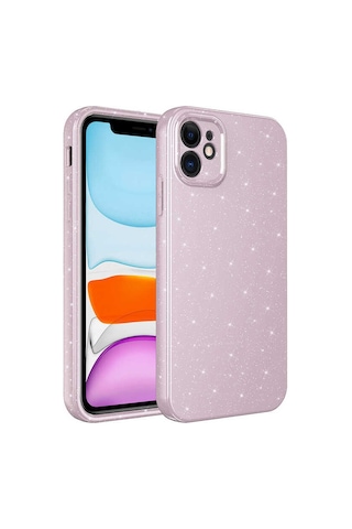 Apple iPhone Uyumlu 11 Kılıf Kamera Korumalı Simli Silikon Üstün Koruma Pazarplus Siyah