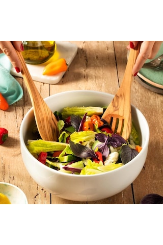 Demy Craft Zeytin Ağacı El Yapımı 2 Parça Salata Servis Seti, Ahşap Kaşık Ve Çatal, 30 Cm Genel