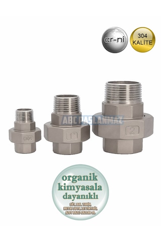 Kuyruklu Konik Rekor 1/2'' Paslanmaz Erkek Dişi Krom 304 Kalite