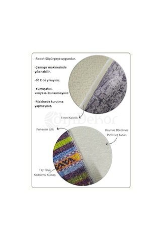 Dijidekor Ky7005 Multi Saçaksız Dijital Halı Kaymaz Yıkanabilir Oda Mutfak Koridor Salon Halısı