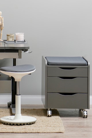 Creo Mobili Çekmeceli Tekerlekli Sirius Keson, Oturulabilir Ofis Ve Ev Komodini, Antrasit