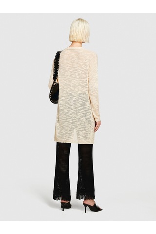 Sisley Viskoz Karışımlı Örgü Motifli Saçak Paça Coulotte Pantolon Kadın Siyah Pantolon - 324p196pmf008