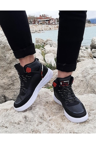 Dunlop 2238 Siyah-Kırmızı, Fuspetli Ortapedik Boğazlı Basket Spor Ayakkabı AYKSAYAK-000492