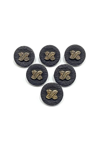 Yelek Hırka Düğmesi / Kabartma Gold Detaylı / Siyah 1,8 Cm / Kod:2620