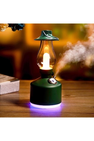 Ultrasonik Hava Nemlendirici Vintage Şarjlı Led Işıklı Buhar Makinesi Aroma Difüzör 280ml 001