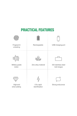 Pazly T22 Akıllı Parmak İzi Kilit - Anahtarsız Açma - Kompakt & Taşınabilir - Gümüş Renk - Çelik Çinko Alaşımı