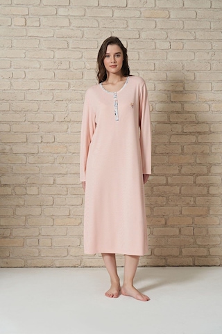 1717 Melisa Kadın Düğmeli Uzun Gecelik SOMON