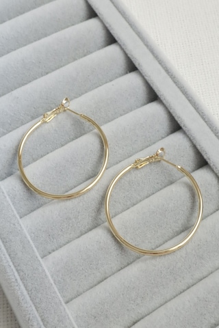 Kadın Küpe Kararmaz 14k Renk Vip Seri İnce Halka 4cm Küpe Altın