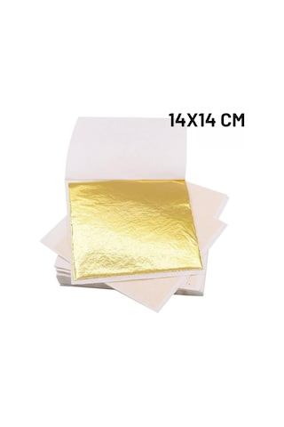 Altın Yaprak Varak Sanatsal Büyük Boy Folyo Epoksi Reçine Nail Art 8 Adet Altın Renk 14x14 Cm