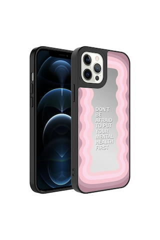 Apple Uyumlu iPhone 12 Pro Max Kılıf Aynalı Desenli Kamera Korumalı Parlak Zore Mirror Kapak