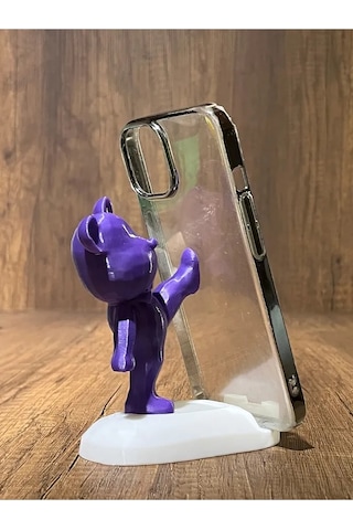 Tekme Atan Ayıcık Telefon Standı Mor
